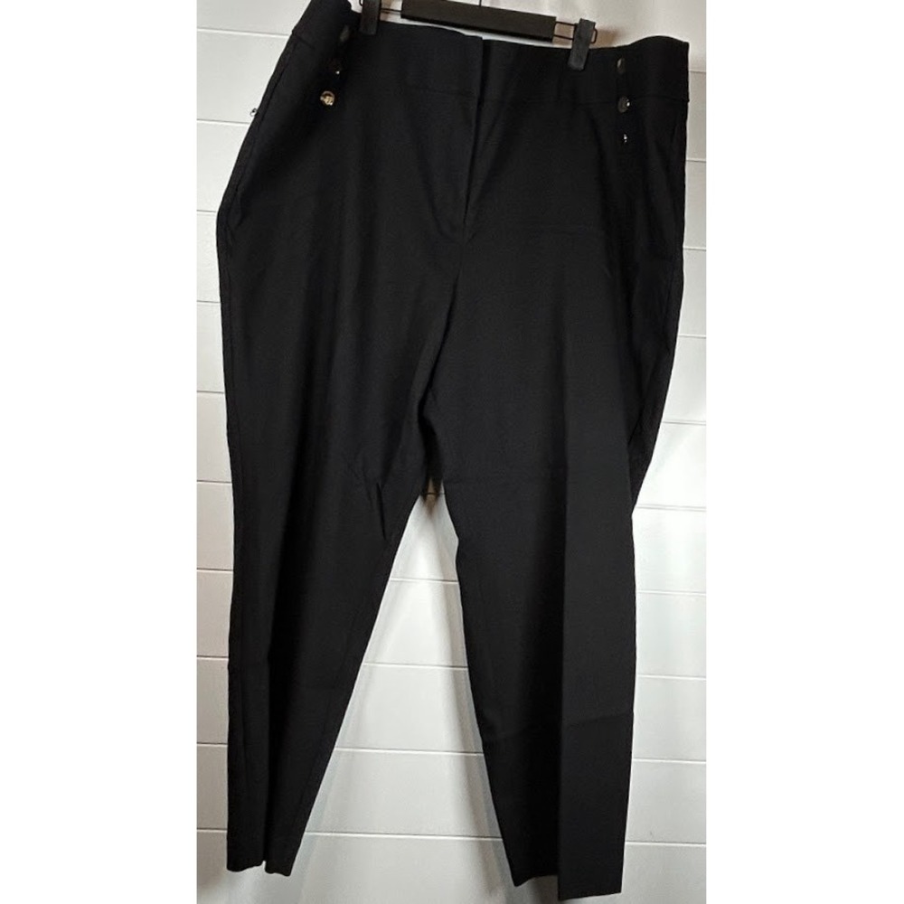 LOFT Plus Marisa Black Pants Size 26 Career Dressy Comfort Button Detail